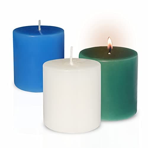 Pure Source India Set of 3 Scented Pillar Candles Smokeless & Dripless (Lavender, Lemon Grass & Vanilla - Multicolor)