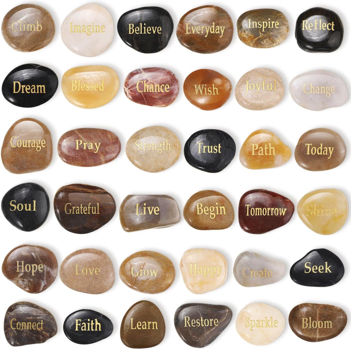 Coume 36 Pcs Inspirational Stones Different Words Encouragement Stones Engraved Stone Engraved Rocks Faith Stones Prayer Stones Encouragement Rocks Gift for Friend Family Garden