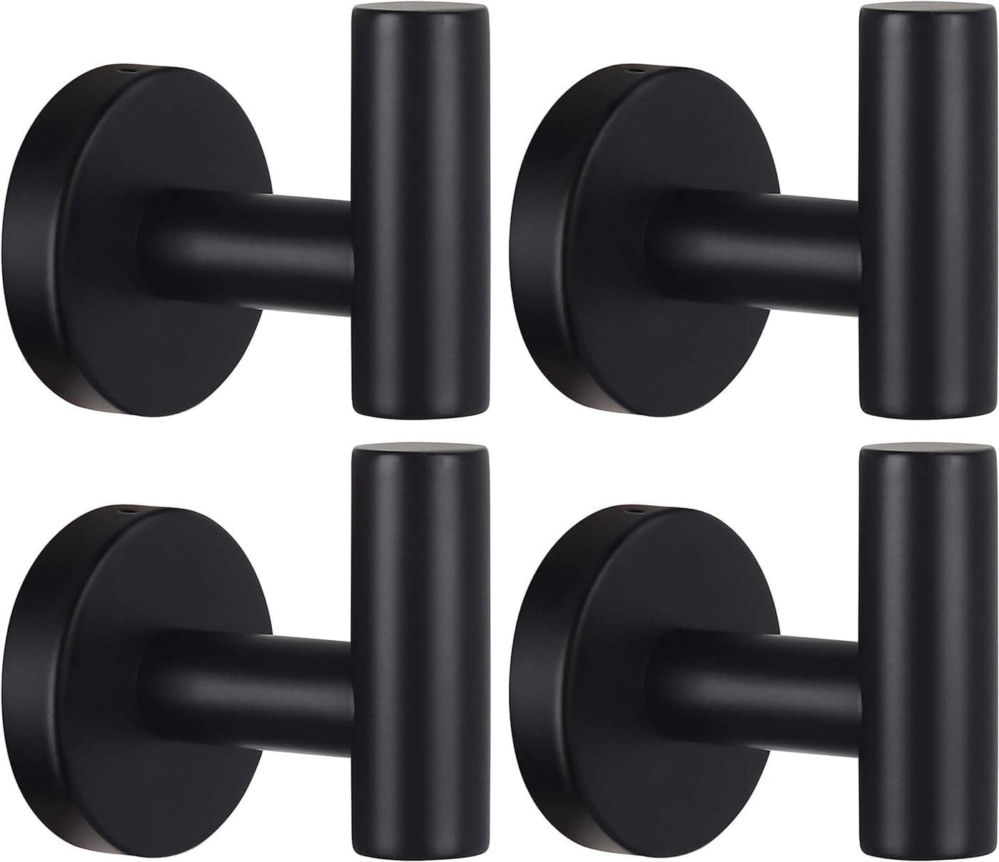 Kruodop Towel Hooks for Bathroom4 Packs Wall Mount Towel HolderBlack Matte Wall Robe HookStainless Steel Heavy Duty Door Hanger Towel Hook for Kitchen BedroomHotelPoolCoats Black