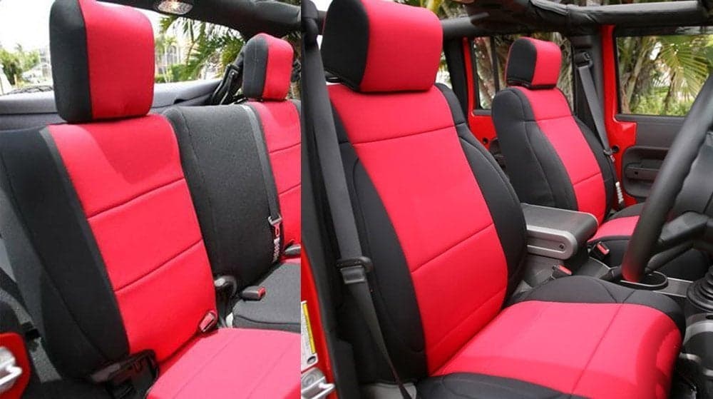 GEARFLAG Neoprene Seat Cover Custom fits Wrangler JK 20072017 Unlimited 4 Door NOSide airbag Full Set Front Rear Seats RedBlack