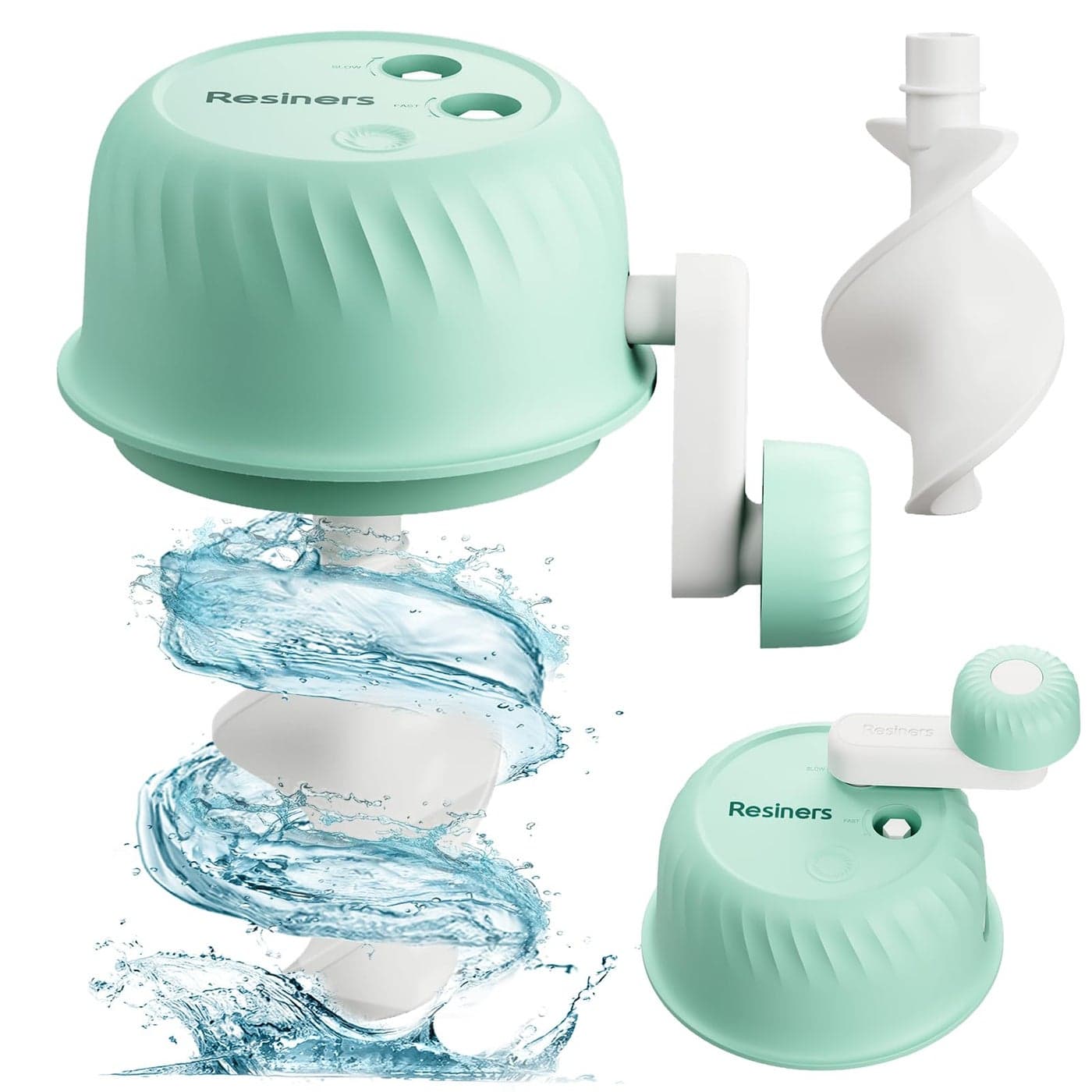 Resiners Resin Mixer HandCrank Epoxy Mixer with Silicone Paddle 3 Speeds Adjustable Minimum Bubbles Easy Clean Epoxy Resin Stirrer Mixing Stir Sticks Tool Supplies for Mold Casting DIY Crafts