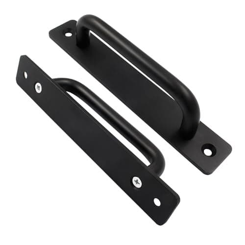 Bonsicoky 12 Pcs 148mm/5.8" Barn Door Handle Pull, Aluminum Alloy Sliding Barn Door Handle for Cabinet, Closet, Drawer Sliding Door, Black