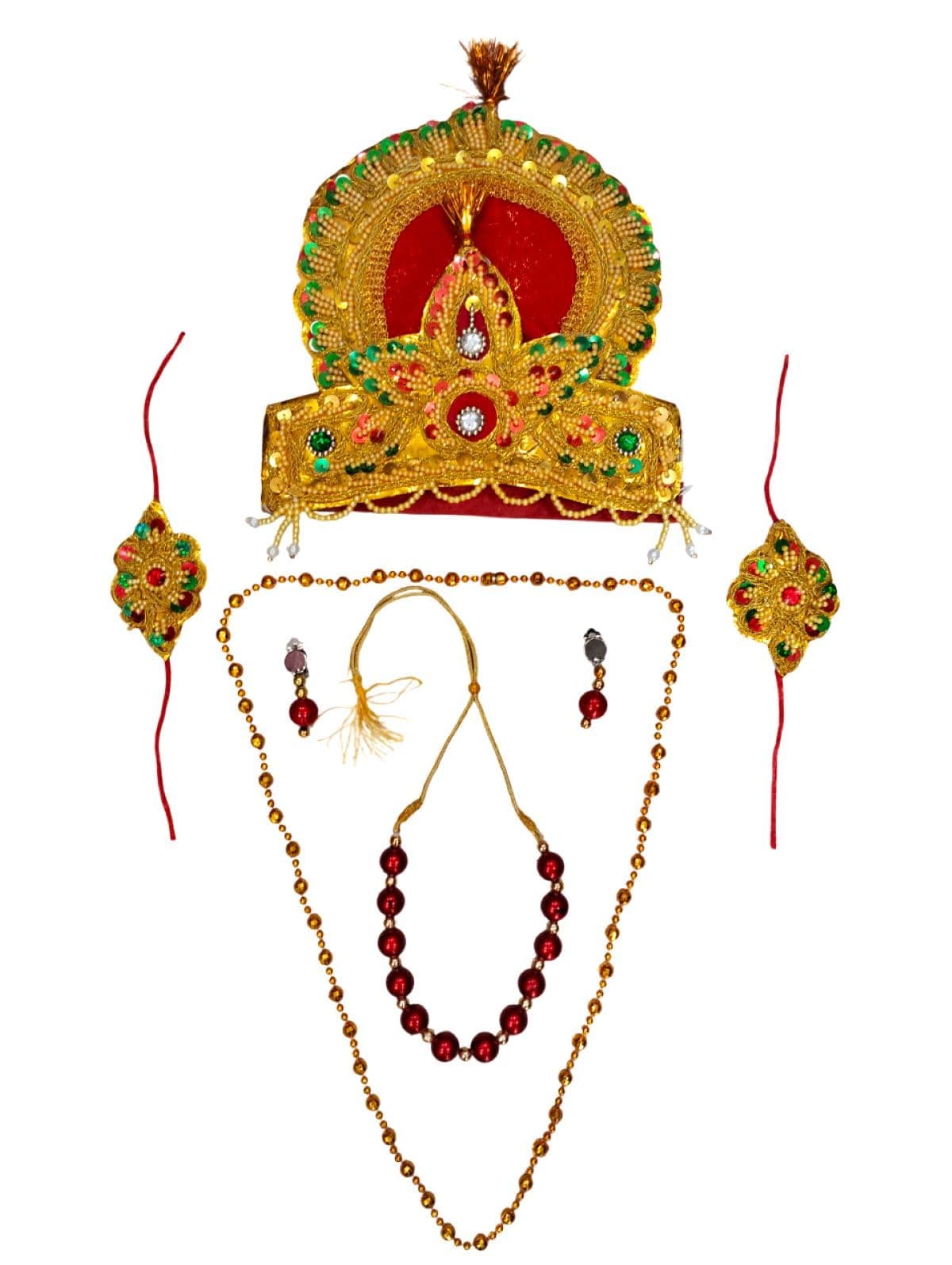 BookMyCostume Royal King & Mythological Character Accessory Set for Kids – Crown & Jewellery Set Combo | Ideal for Ramleela, Fancy Dress & Cultural Events | Kids