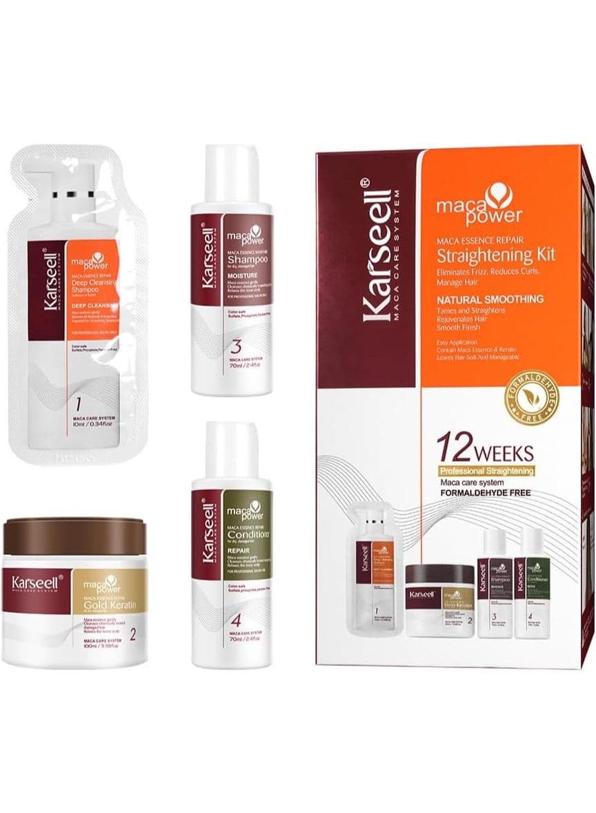Karseell Maca Essence Keratin Hair Straightening Kit, 12 Weeks of Home Use Professional Straightening, Straighten and Smooth Hair, All Hair Types — 650M