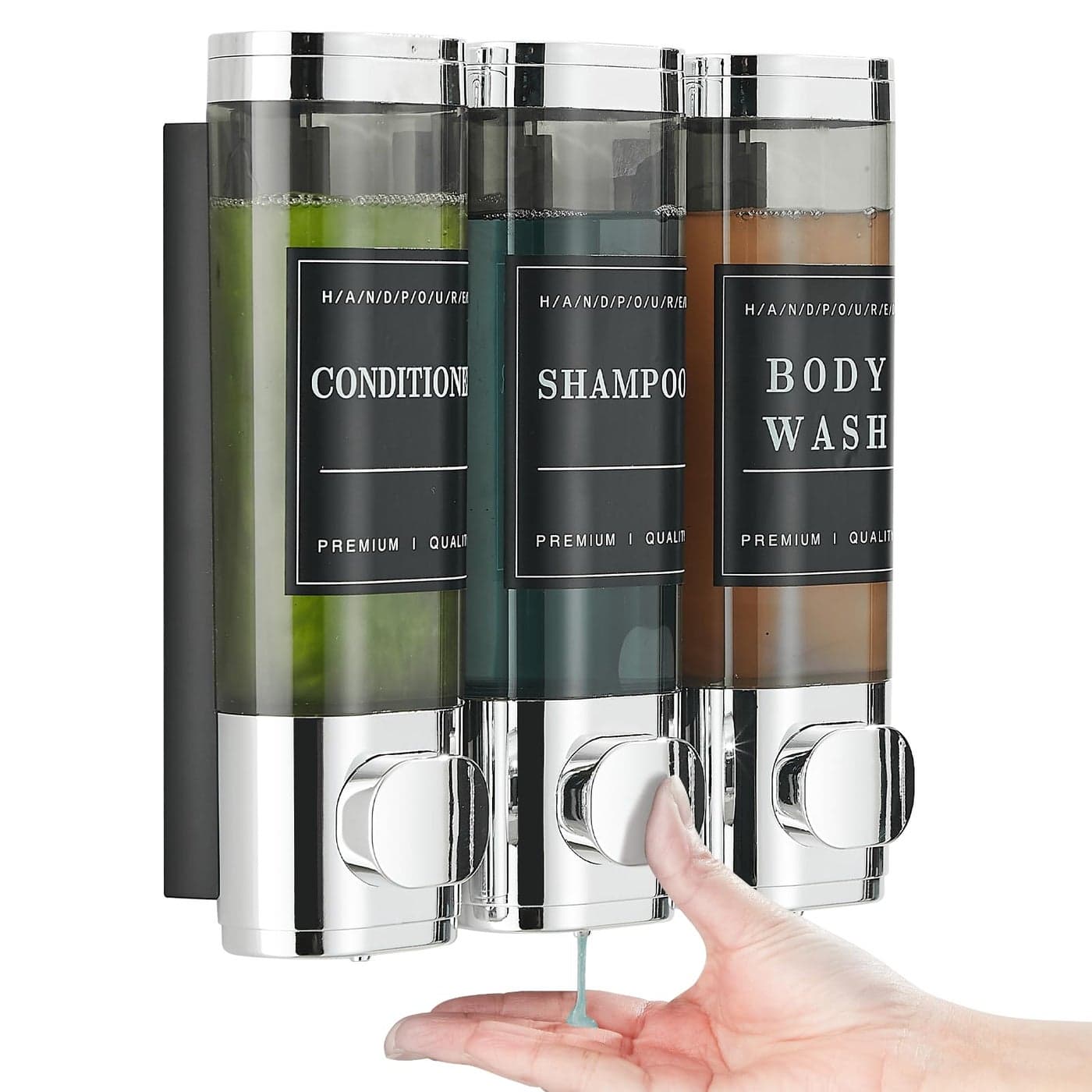 Shampoo and Conditioner DispenserUnisense Shower Soap Dispenser 3 Chamber No Drill WallMounted Shampoo Dispenser for Shower Wall Mounted Shower Dispenser for Bathroom Hotel Large CapacityChrome
