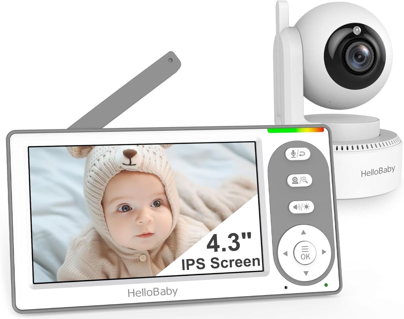 HelloBaby 43 Video Baby Monitor with 30 Hours Battery Remote PanTiltZoom Baby Monitor No WiFi Baby Monitor with Camera and Audio Night Vision ECO Mode Twoway Talk 8 Lullabies 1000ft Range