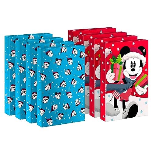 Hallmark Disney Medium Christmas Gift Boxes with Lids 8 Shirt Boxes Mickey Mouse for Kids Grandchildren Nieces Nephews Classmates Disney Fans