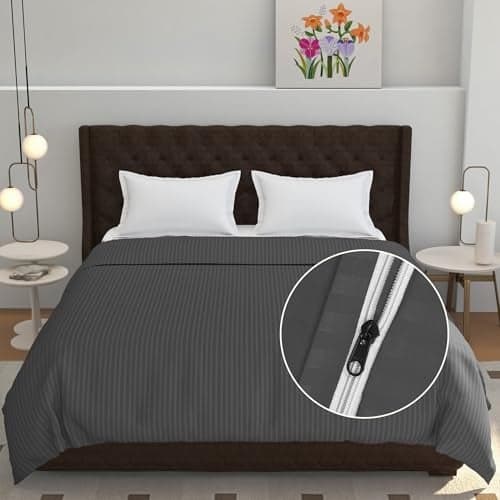 Fresh From Loom 180 Tc Microfiber Premium All Season Razzai Duvet Cover Quilt Cover Blanket Cover – AC Comforter Cover for King Size Bed with Zipper (Grey, Size- 90x100 Inch)