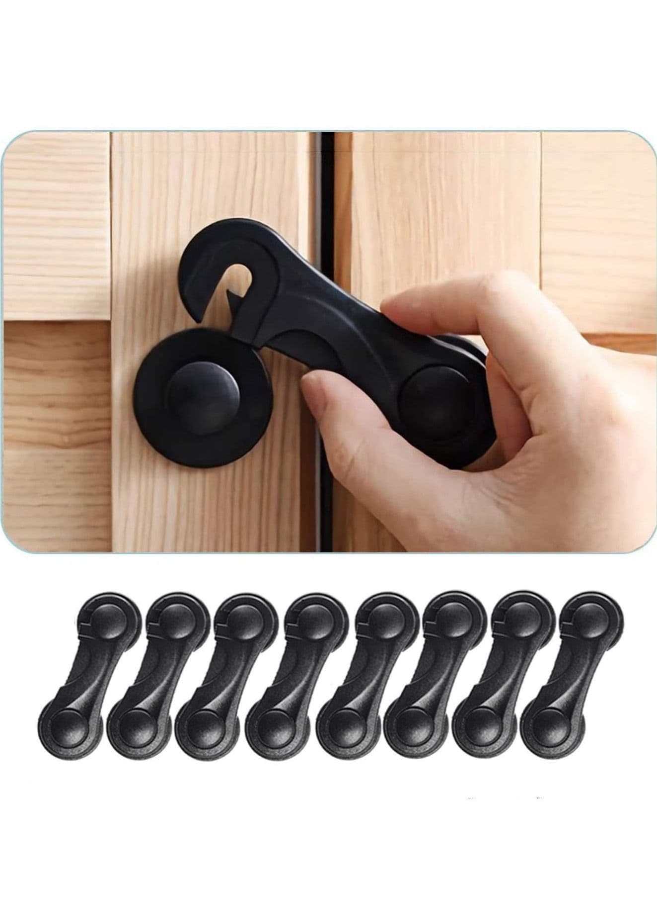 Child Safety Cabinet Locks 8 Pack Children is Safety Lock Anti Pinch Hand Children is Cabinet Door Lock Baby Proofing Latches Lock for Drawers Cabinets Oven Fridge Toilet Seat Black