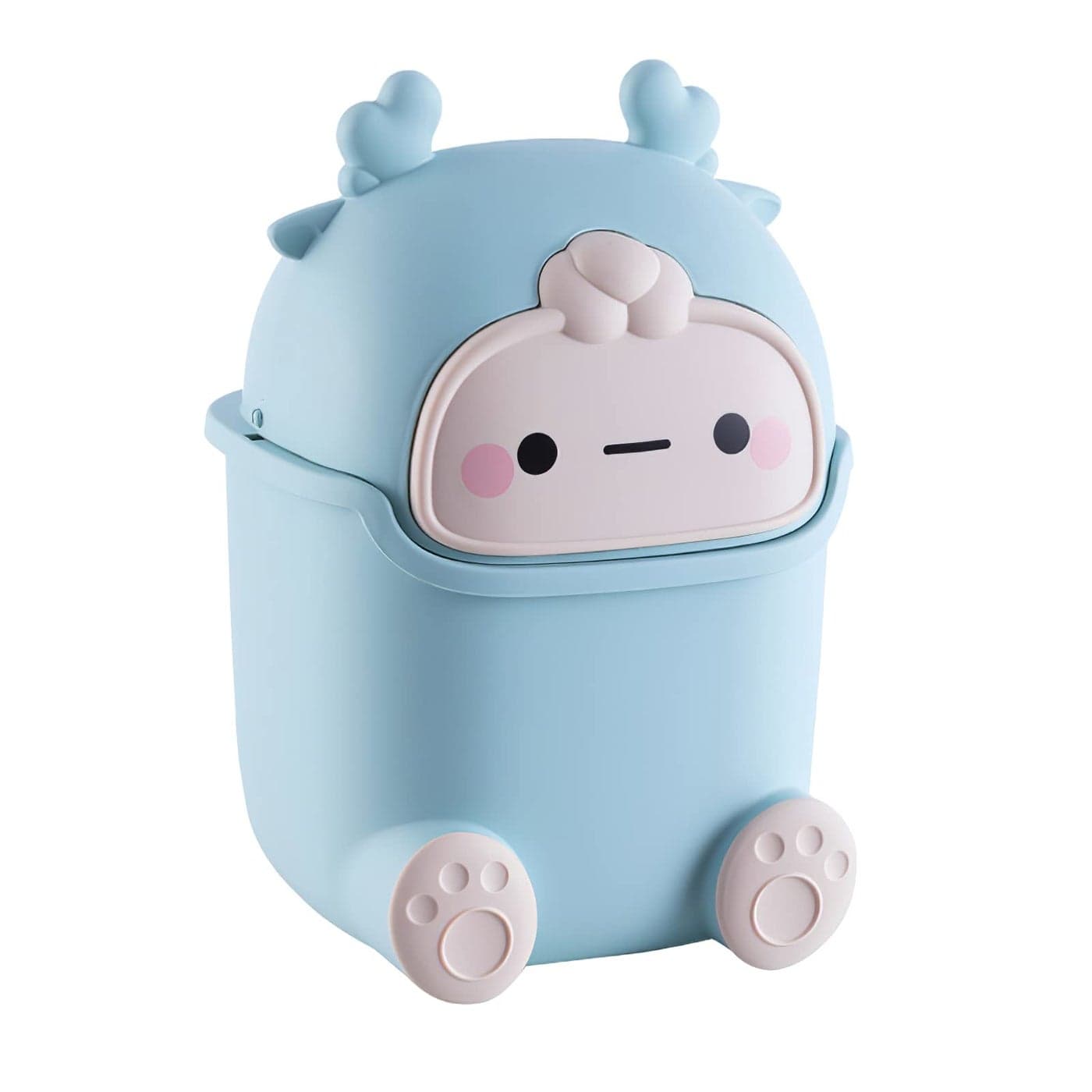Aiabaleaft Cute Trash Can Polypropylene Cute Animal Shape Trash Cans 2 Liters Desktop Trash Can for BathroomsKitchensOfficesWaste Basket for Dressing Table Sky Blue