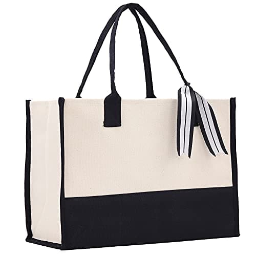 VANESSA ROSELLA Monogram Tote Bag with 100% Cotton Canvas and a Chic Personalized Monogram (Plain)