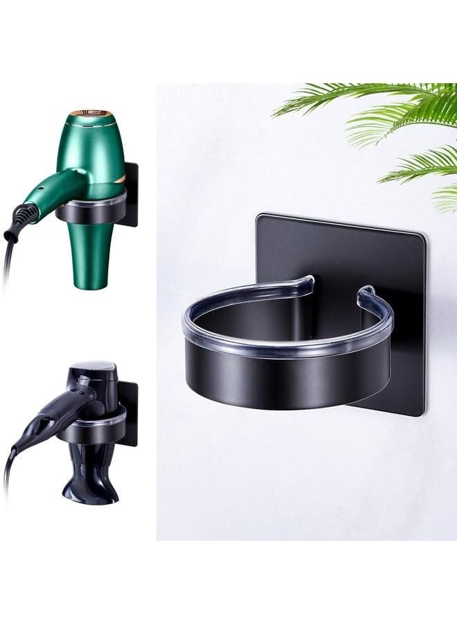 Blow Dryer Holder Wall Mounted, Black Hair Dryer Holder, Stainless Steel Blow Dryer Organizer, Hair Tool Organizer for Hair Dryer Hanger, Adhesive Hair Dryer Storage for Bathroom Barber Shop