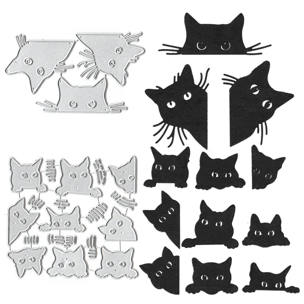 Halloween Cats Cutting Dies Small Cute Cat Die Cuts for Halloween Card Making Animals Cats Dies Embossing Stencil Template Tool for Halloween DIY Scrapbooking Photo Album Craft Decoration Supplies