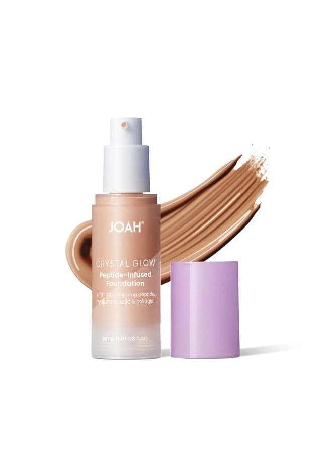 Crystal Glow Peptide-Infused Foundation, 2-in-1 Multitasking Korean Makeup with Blurring Face Primer, Luminizer, Hydration & Skin Defense for a Flawless Finish, 1.01 Oz, Medium Neutral