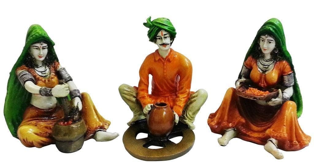 Karigaari India Polyresine Set of 3 Rajasthani Troupes Show Piece