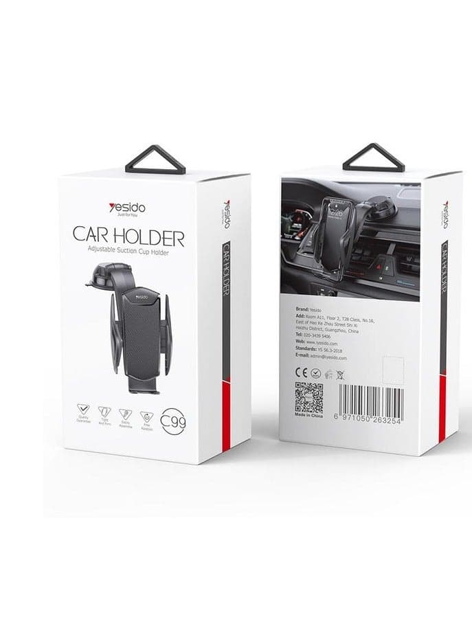 Yesido C99 Car Center Console Suction Cup Mobile Phone Navigation Holder(Black)