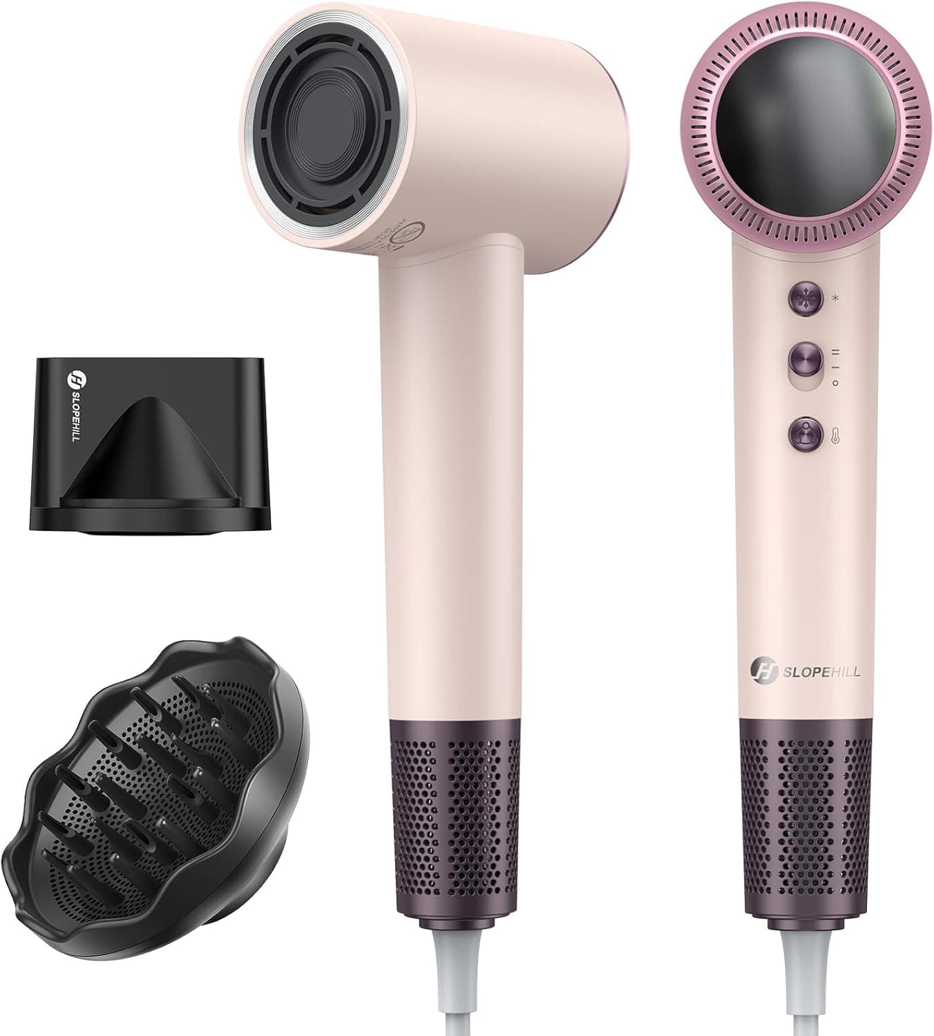 Slopehill Hair Dryer 110000 RPM HighVelocity Fast Drying Low Noise Lightweight Intelligent Temperature Control Hair Care for Home Salon and Travel Pink