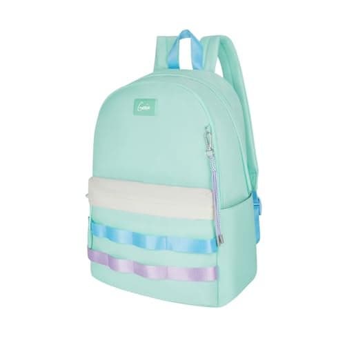 Genie Kpack Casual Backpack for Girls |17 In-20 Ltr with Laptop Sleeve,Two Compartments,Organizer and Light Weight with Padded Shoulders |Best for Books,Stationery,Lunch Box & Essentials - Mint