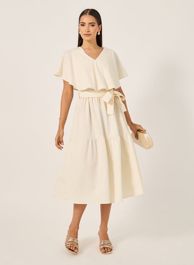 Cape Overlay Midi Dress — XL
