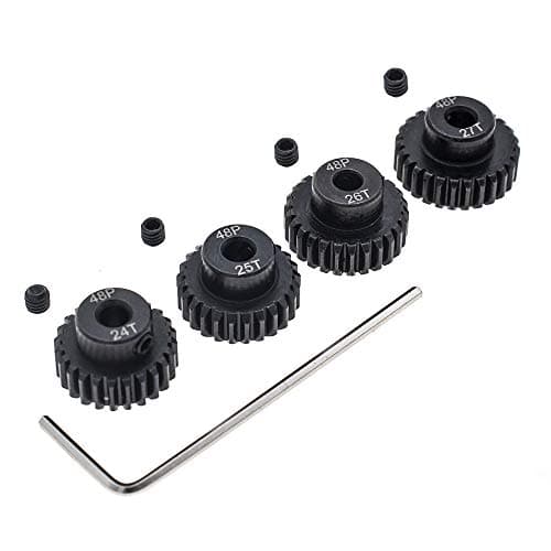 4pcs 48P Pinion Gear 3175mm Set Hardened 24T 25T 26T 27T 48DP Pitch Gears RC Upgrade Part with Screwdriver