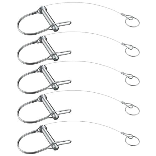 5Pcs Trailer Coupler Pin 516x 134WxL Prevents Loss Trailer Hitch Locking Pin with Plastic Coating Tether Steel Quick Release Ring for Shaft Trailer Tongue