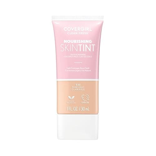 COVERGIRL Clean Fresh Nourishing Skin Tint 520 FairLight Liquid Foundation Dewy Finish Infused with Coconut Aloe Vegan Formula