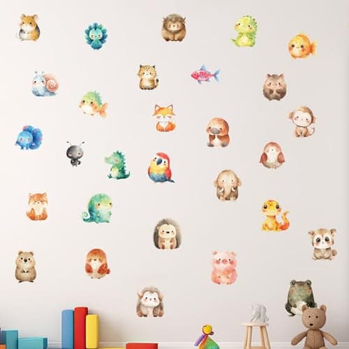 CVANU 11- A4 Sheets Baby Animals Printed on Vinyl Self-Adhesive Wall Sticker for Kids Room| Nursery| Play School Wall Decor Item (11.7inchX8.3inch)_858