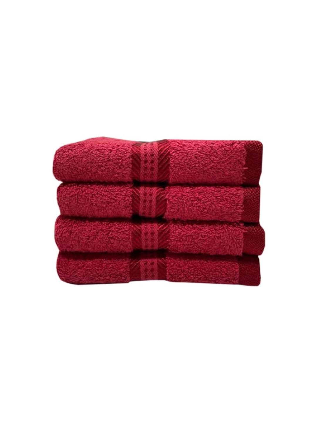Daffodil (Red) Premium Hand Towel (40x70 Cm-Set of 4) 100% Cotton, Highly Absorbent and Quick dry, Hotel and Spa Quality Bath linen with Stripe Diamond Dobby-500 Gsm