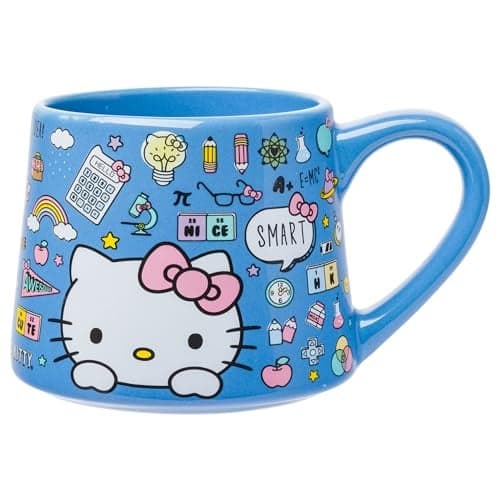 Silver Buffalo Sanrio Hello Kitty Back to School Tapered Pottery Mug, 14 Ounces