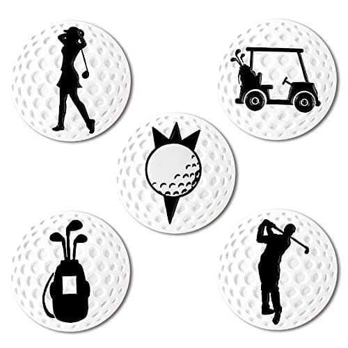 Myartte Creative Golf Ball Marker Soft Enamel Golf Markers 24.4MM Assorted 5 Pcs (Golf cart)
