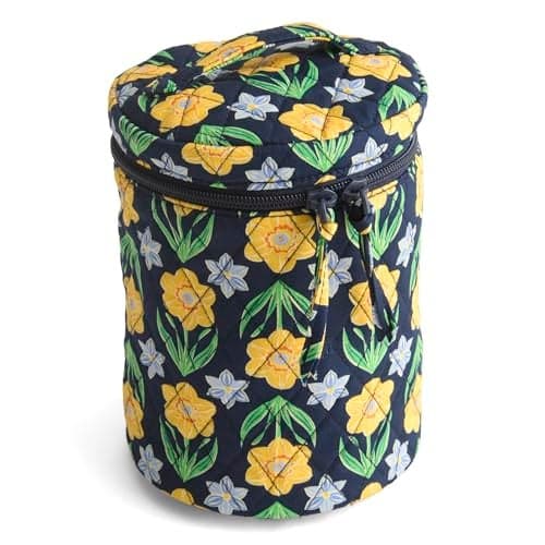 Premium Cotton Upright Cosmetic Makeup Bag Organizer, Daffodils, One Size