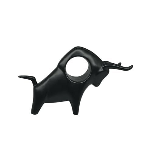 NOSCOMP Home Decor Black Bull Statue Ceramic Figures Showpieces for Home Decor - (Black)