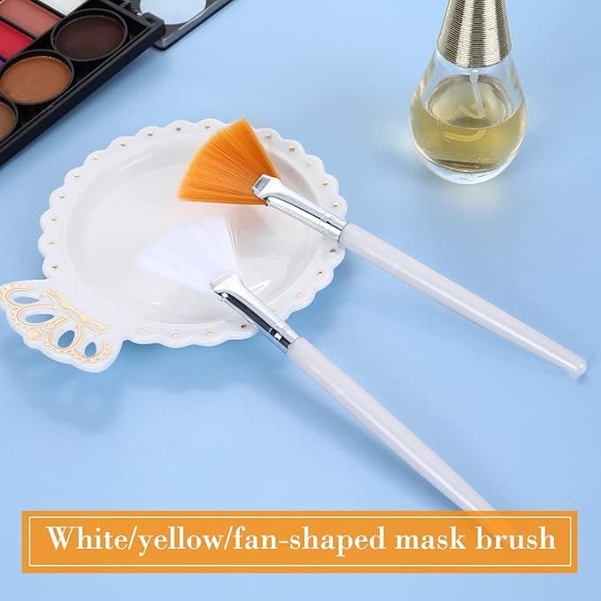 Sibba 14 Pcs Facial brushes Fan Brushes Acid Applicator Brush Makeup Brush with Clear Plastic Handle Cosmetic Applying tools for Mud Face Cream 14Pcs