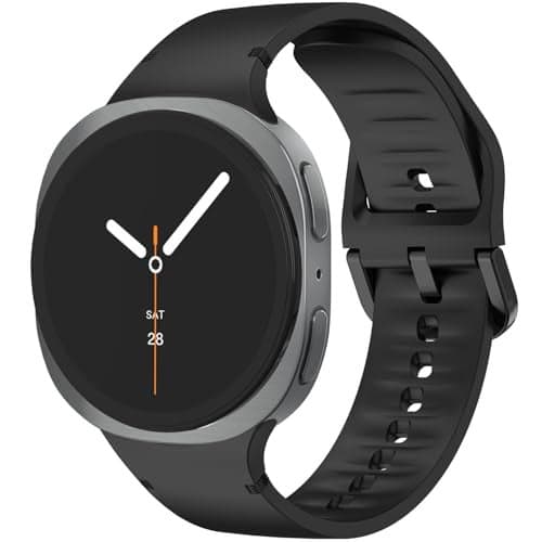 For Galaxy Watch 8 Bands 40mm 44mm Classic 46mm,No Gap Silicone Sport Bands Strap Compatible with Samsung Galaxy Watch 8 and 8 Classic 40mm 44mm 46mm Band (Black, S/M)