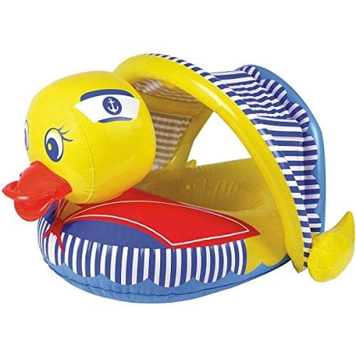 Poolmaster 81547 LearntoSwim Swimming Pool Float Baby Rider with Sun Protection Duck 36 Long x 32 Wide deflated