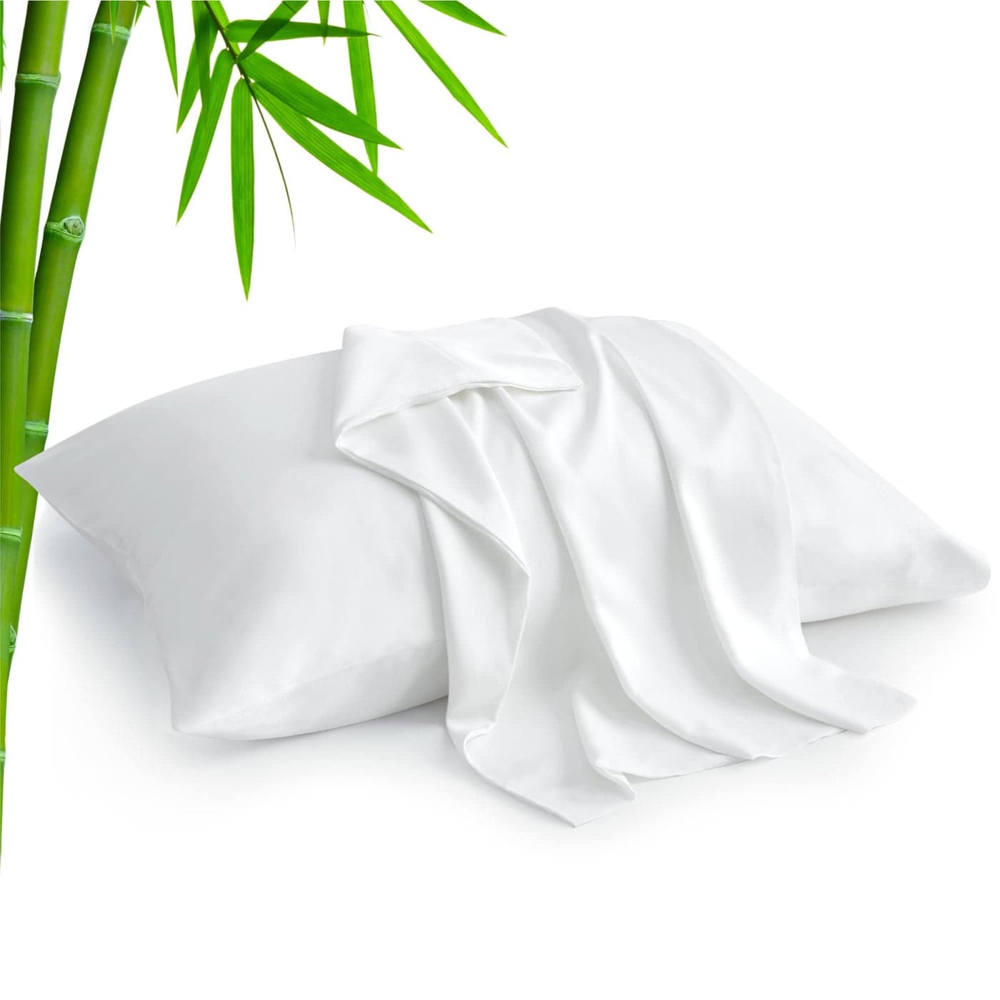 BEDELITE White Pillow Cases Queen Size Set of 2 Rayon Derived from BambooCooling Pillow Cases for Hot Sleepers Night Sweats Breathable and Silky Soft Envelope Pillowcases 20x30