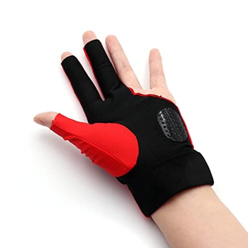 CUESOUL Professional Billiard Gloves Red-Wear on Left Hand Size S