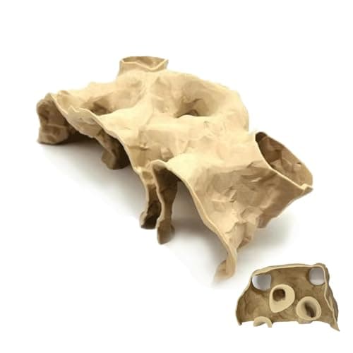 Xanadued Aquarium Decor, Natural Curve Under Gravel Tunnel Cave, Fish Cave for Aquarium, 3D Printed Fish Tank Tunnel Decor for Betta, Guppy, Shrimp, Cory, Small Cichlid (Medium)