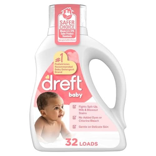 Dreft Baby Liquid Laundry Detergent, Gentle on Sensitive Skin Laundry Soap, 42 fl oz, 32 Loads (Packaging May Vary)