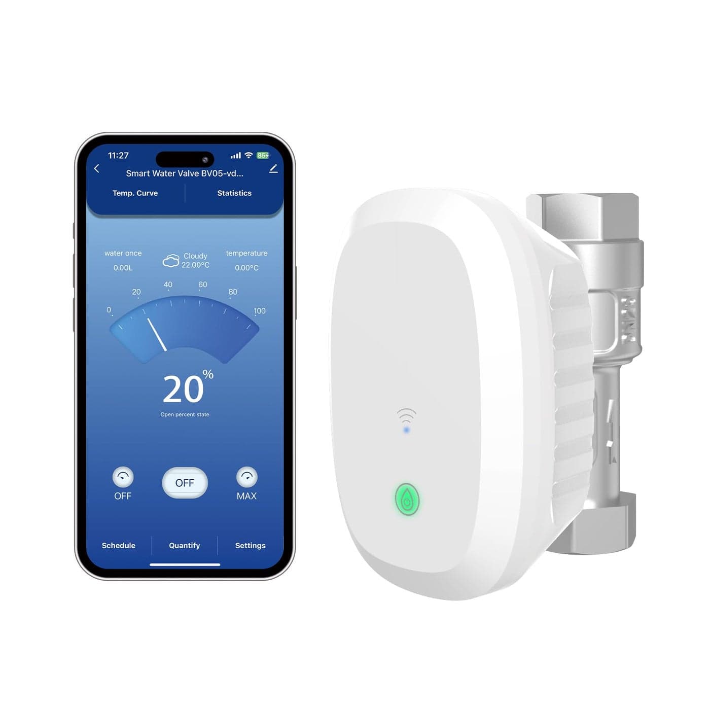 DN20 Smart Water Valve 34 Smart Water Management System WiFi Remote Control Faucet Timer for Hose Sprinkler Water Timer Auto Watering for Plants Compatible with AlexaGoogle DN2034