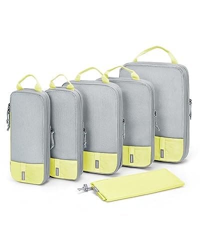 BAGSMART 6 Set Compression Packing Cubes for Travel, Lightweight Vacation Travel Essentials, Travel Accessories for Suitcase Organizer Bags Set, Durable Luggage Organizer Travel Bags