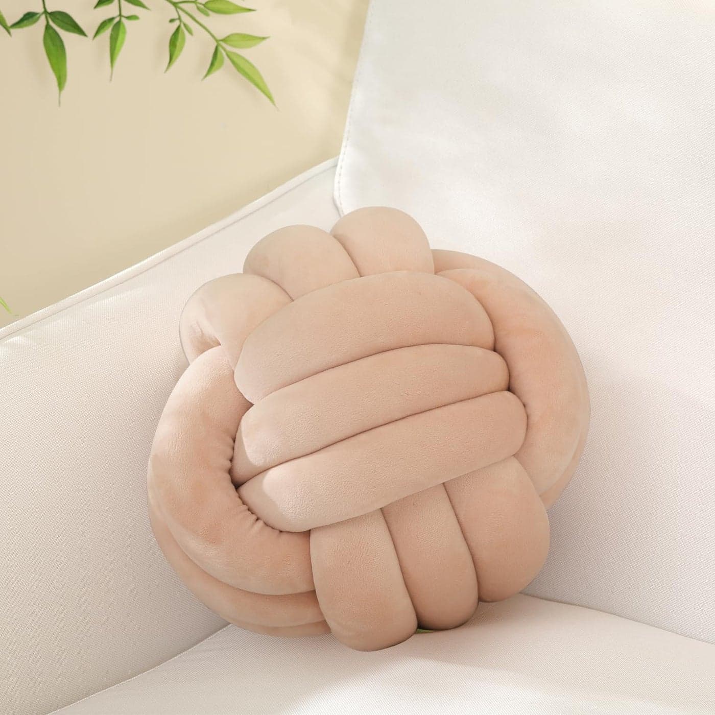 Sioloc Soft Knot Ball PillowsRound Throw Pillow Cushion Home Decoration Plush PillowThrow Knotted Pillow Handmade Round Pillow137inchesBeige