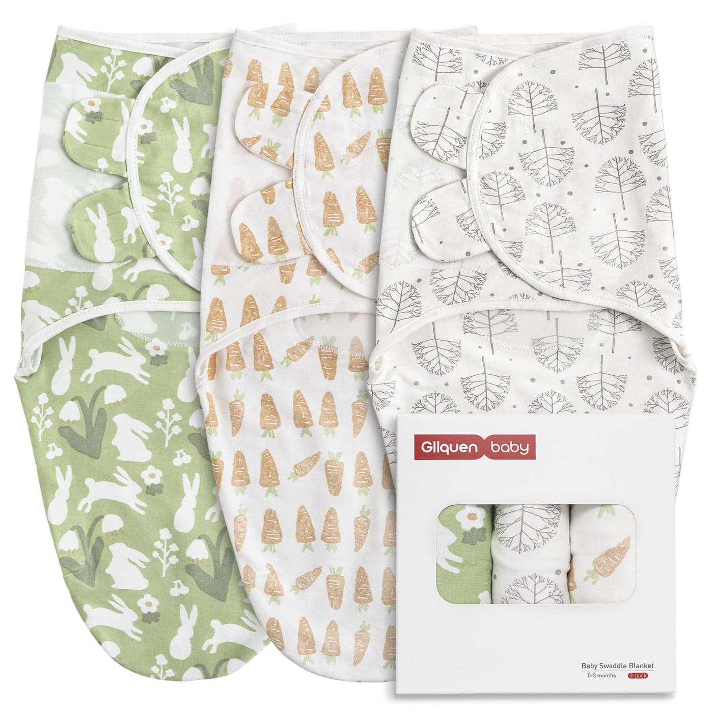 GLLQUEN BABY Swaddle Blanket Sleep Sacks for Newborn Baby Swaddles 03 Months 3Pack Newborn Swaddling Sack Cute RabbitSwaddle Wrap Baby Essentials Registry Gift SmallMedium