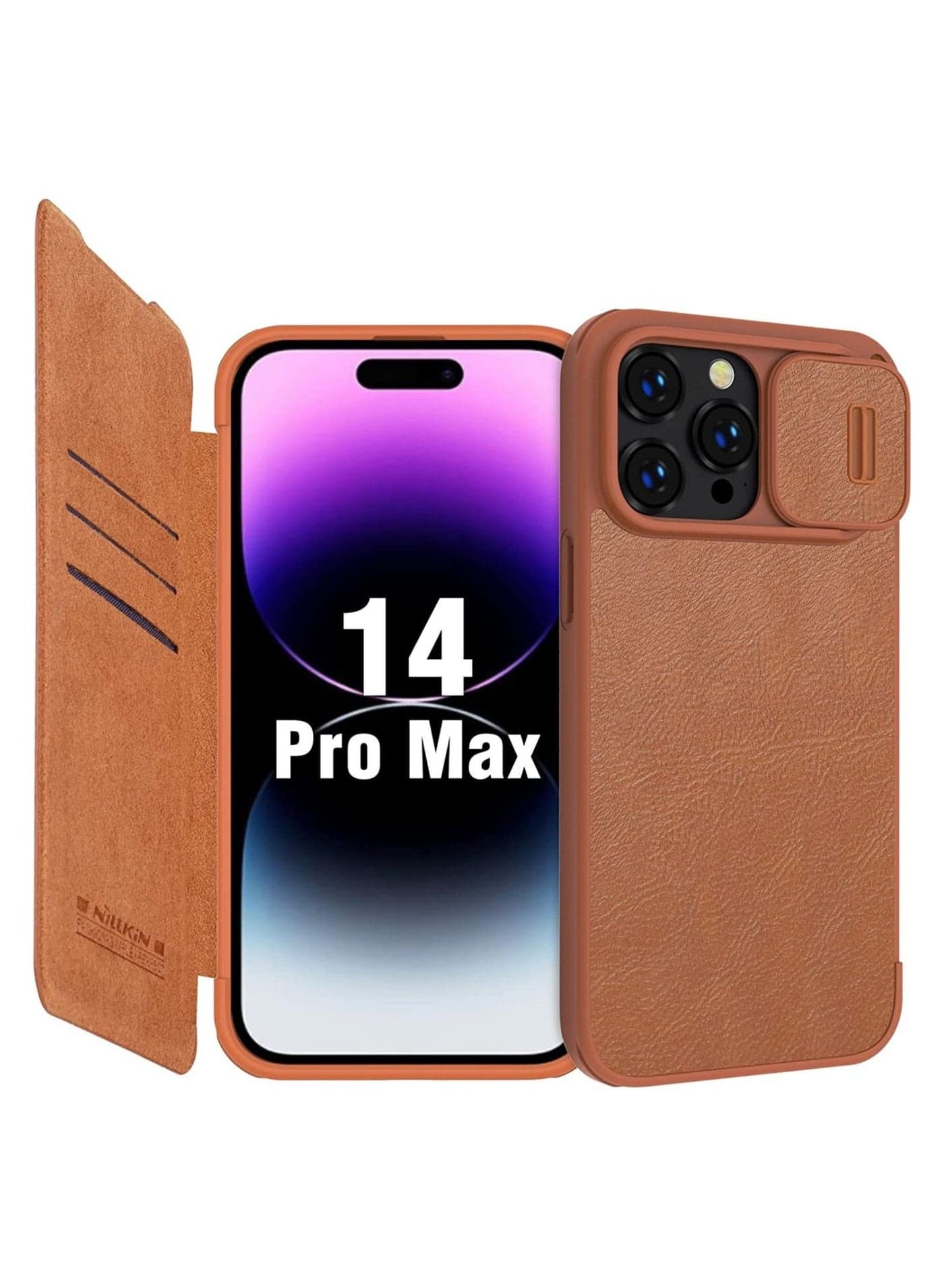 iPhone 14 Pro Max Wallet Case with Card Holder Slide Camera Cover, PU Leather Flip Case Durable Shockproof Cover for iPhone 14 Pro Max Phone Case 6.7 Inch