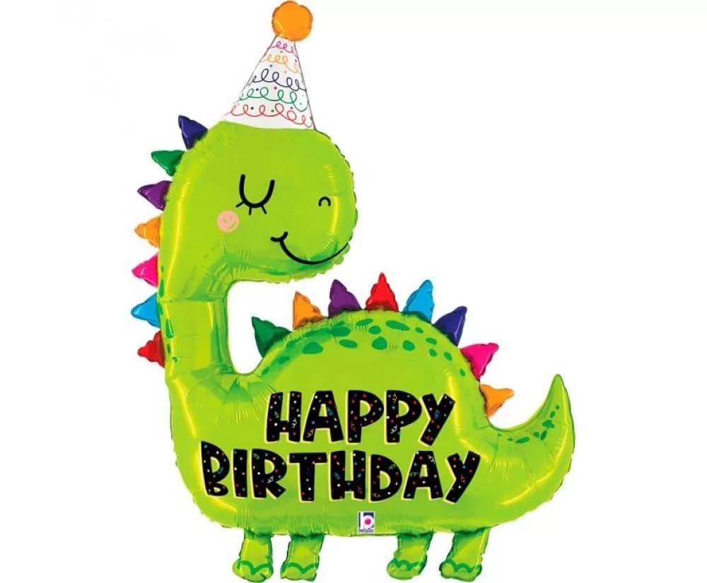 Atpata Funky Dinosaur Party Hat Foil Balloon - Happy Birthday Roar into Fun & Cute Design | 34x31 inch | Vibrant & Durable | Perfect for Dino Themed Celebrations