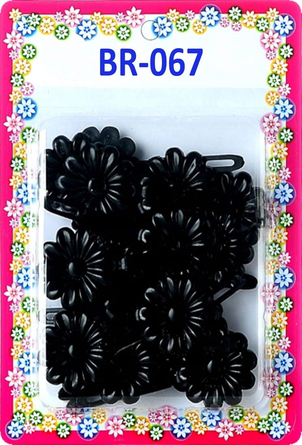 Tara Girls Self Hinge Plastic Flower Hair Barrettes 18 Pieces Selection Black