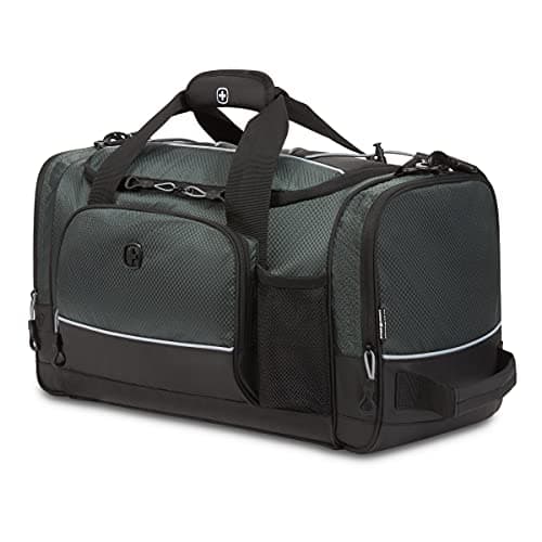SwissGear Apex Duffel Bag, Men's and Women's Gym Bag, Travel Duffle Bags, Grey/Black Dobby, 20-Inch