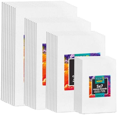 KEFF 32-Pack Bulk Canvas for Painting, 8 of 5x7, 8x10, 9x12, 11x14 Canvas Boards for Painting, Art Supplies for Adults & Kids - 100% Cotton Primed Painting Canvas for Acrylic, Oil, Watercolor, Tempera
