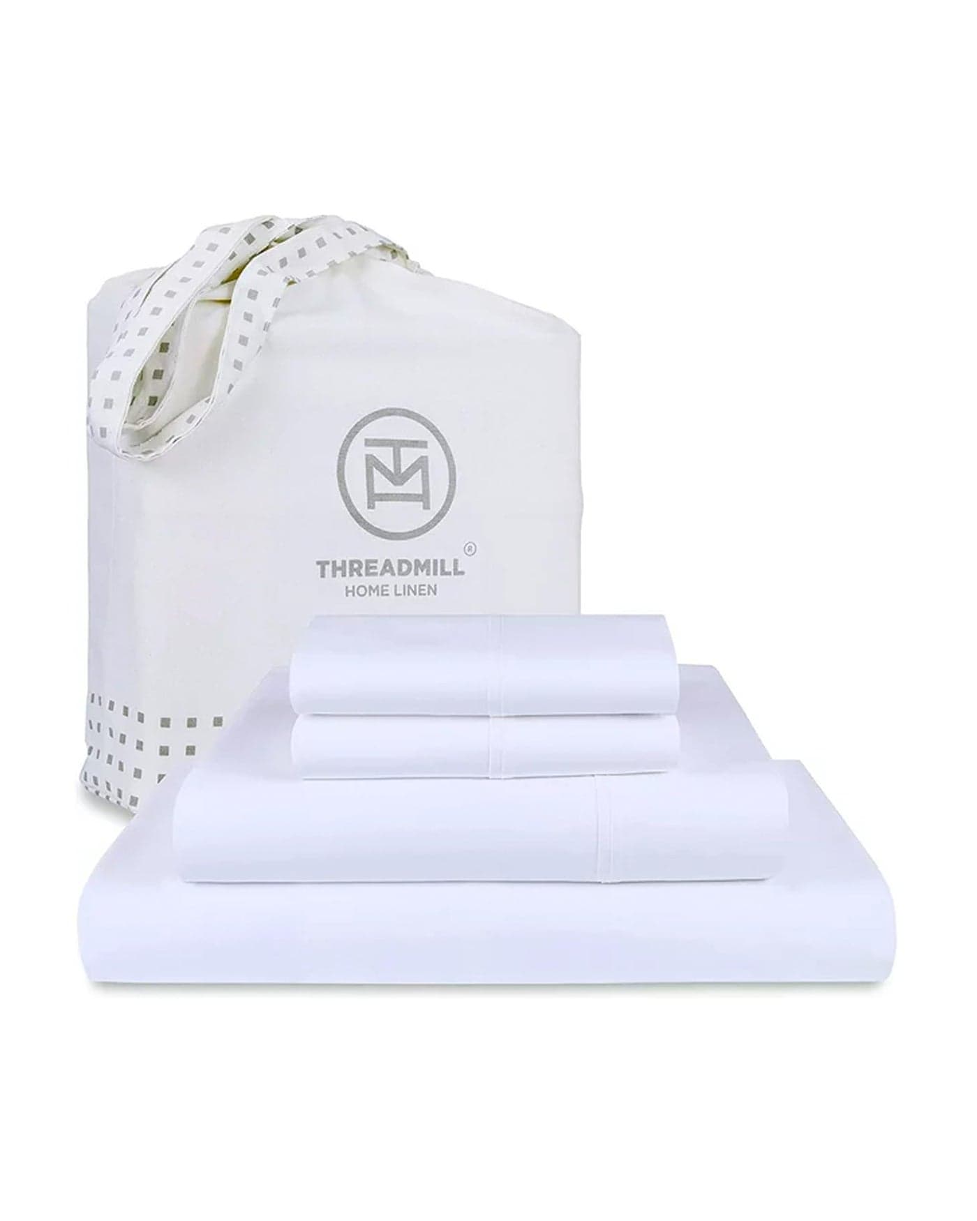 Threadmill Luxury Supima Queen Sheet Set, 1200 Thread Count 100% Cotton Sheets for Queen Size Mattress, 4 Pc Bed Sheets Queen Size Set, 5-Star Hotel Quality White Queen Sheets Elasticized Deep Pocket