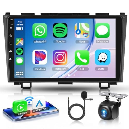 4 Core+64G Car Stereo for Honda CRV 2007-2011, Wireless Carplay Android Auto, 9 Inch Android 15 Touch Screen Radio Support GPS, 5G WiFi, Bluetooth, SWC, EQ, Backup Camera